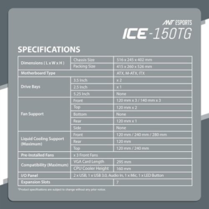 ANT ESPORTS ICE-150TG CABINET