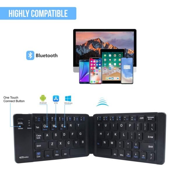 Portronics Chicklet Foldable QWERTY Keyboard, Mini Pocket Sized, Rechargeable, Bluetooth Wireless, One Touch Connect Button, for iOS, Android and Windows Tabs, Smartphones, Black - Image 7
