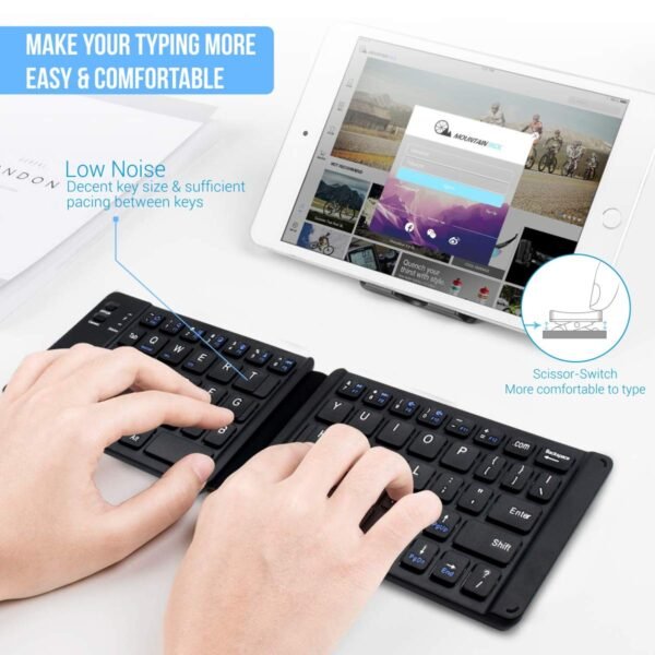 Portronics Chicklet Foldable QWERTY Keyboard, Mini Pocket Sized, Rechargeable, Bluetooth Wireless, One Touch Connect Button, for iOS, Android and Windows Tabs, Smartphones, Black - Image 5