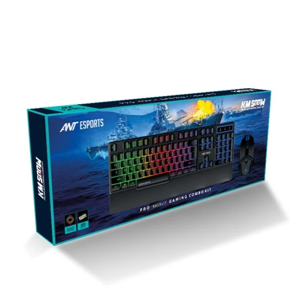 Ant Esports KM500W Gaming Backlit Keyboard and Mouse Combo, LED Wired Gaming Keyboard, Ergonomic & Wrist Rest Keyboard, Programmable Gaming Mouse for PC/Laptop/Mac- World of Warships Edition - Image 3