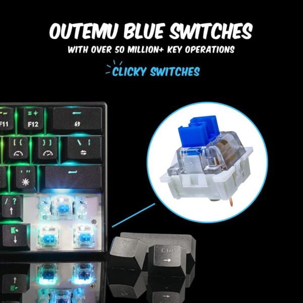 Cosmic Byte CB-GK-21 Themis 61 Key Mechanical Per Key RGB Gaming Keyboard with Outemu Blue Switches and Software (Black, USB-A Connectivity) - Image 6