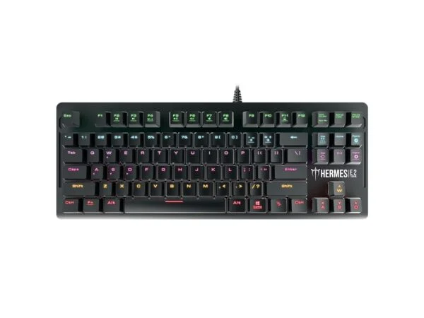 GAMDIAS 7 Colour Backlit Gaming USB Mechanical Keyboard with 87 Keys, Blue Switches, Anti-ghosting, Multimedia Control Key with Metal Plate, Combo (Multicolor, Hermes E2)