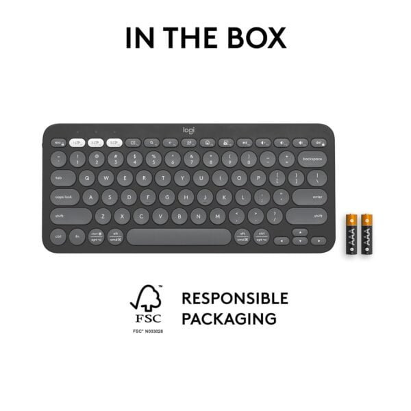 Logitech Pebble Keys 2 K380s, Multi-Device Bluetooth Wireless Keyboard with Customisable Shortcuts, Slim and Portable, Easy-Switch for Windows, macOS, iPadOS, Android, Chrome OS - Tonal Graphite - Image 3