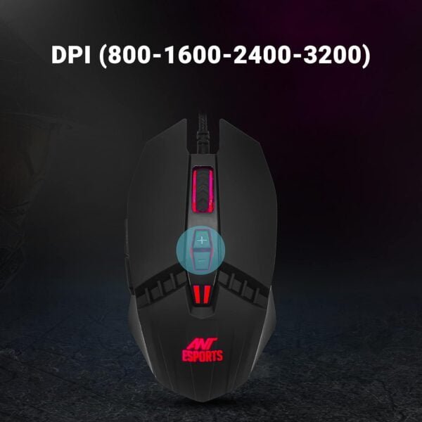 Ant Esports KM500 Pro Backlit Gaming Membrane Keyboard-19 Anti GhostingKeys I Braided cable with rubberised coating and 3200 DPI Optical Sensor I LED Backlit Scroll Wheel Mouse Combo - Image 2