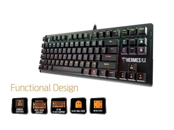 GAMDIAS 7 Colour Backlit Gaming USB Mechanical Keyboard with 87 Keys, Blue Switches, Anti-ghosting, Multimedia Control Key with Metal Plate, Combo (Multicolor, Hermes E2) - Image 3