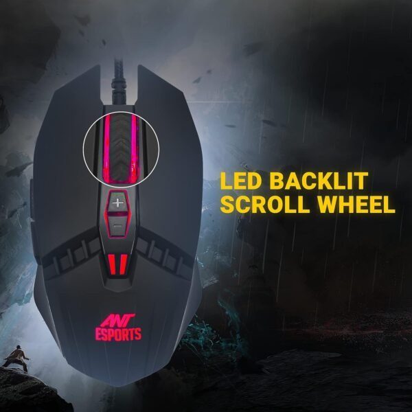Ant Esports KM500 Pro Backlit Gaming Membrane Keyboard-19 Anti GhostingKeys I Braided cable with rubberised coating and 3200 DPI Optical Sensor I LED Backlit Scroll Wheel Mouse Combo - Image 3