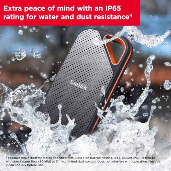 SanDisk 1TB Extreme Pro Portable SSD 2000MB/s R/ W, Upto 3 meter drop protection with IP65 water and dust resistance, Metal Enclosure, PC, MAC & TypeC Smartphone Compatible, 5Y Warranty,External SSD - Image 4