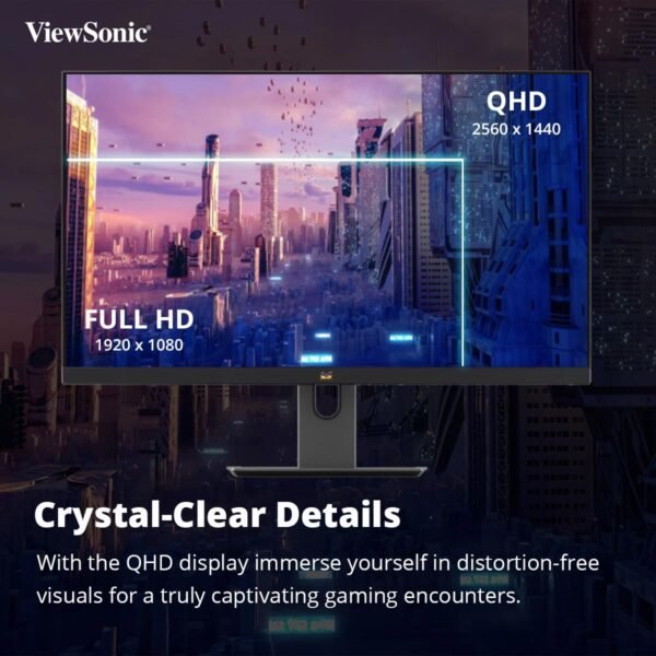 ViewSonic Gaming 27Inch 170Hz IPS QHD 2K Gaming Monitor,1ms, HDR10, FreeSync, 137% sRGB, Height Adjustment, Swivel, Tilt, Pivot, Eye Care, 2 x HDMI, Display Port - VX2758A-2K-PRO - Image 4