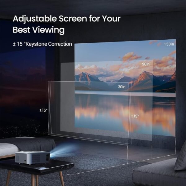 Ant Esports View 611 LED 1080P Native & 4K Support, 4000 Lumens, WiFi & BT, Android 9, Remote Control, HDMI/USB, Upto 120" Max Screen, Speaker Power 5W, Multimedia Projector,120" Screen included-Black - Image 6